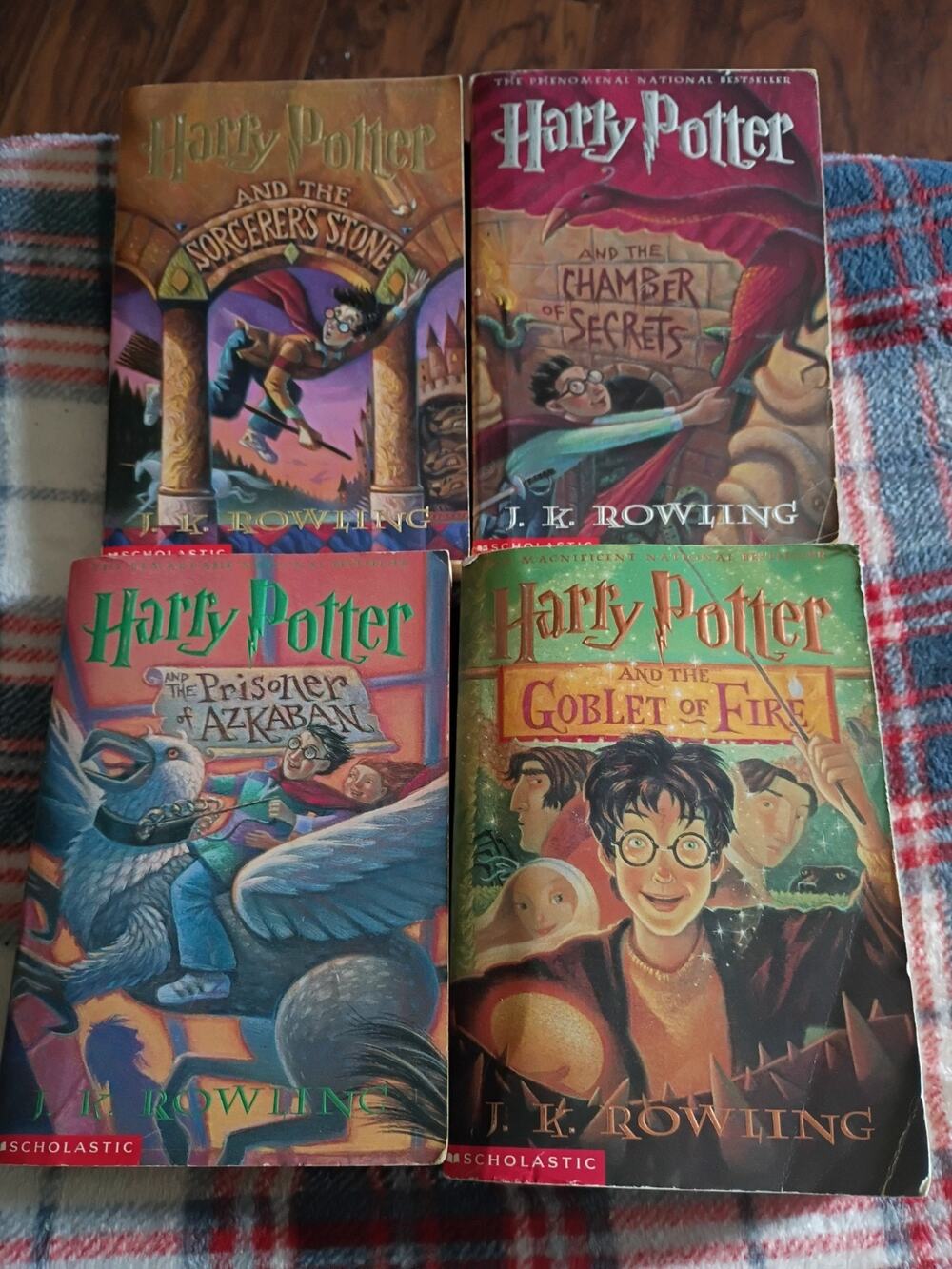 Harry Potter Books 1-4 Paperback Lot JK Rowling Sorcerer Chamber Azkaban Goblet